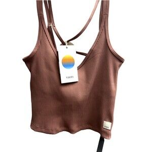 Vuori Women’s Rib Crop Tank Cropped Athletic Top Color Marsala Pink XS New w/tag